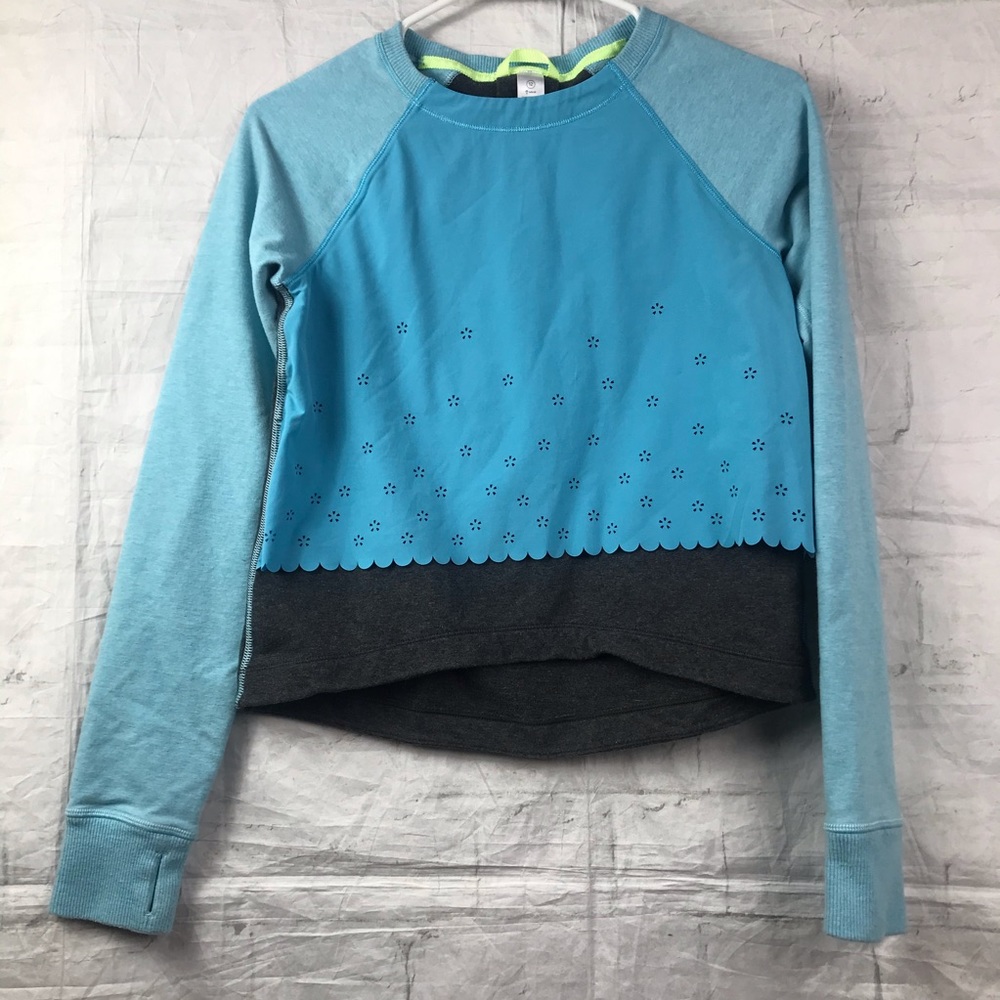 Ivivva Blue/Gray Laser Long Sleeve Pullover Sz 12